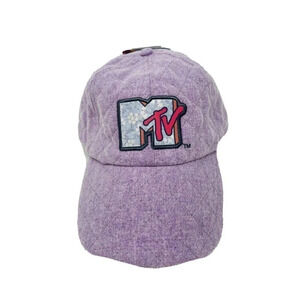 MTV Womens Cap Purple Quilted Fleece Baseball Hat One Size Lavender 80's NWT